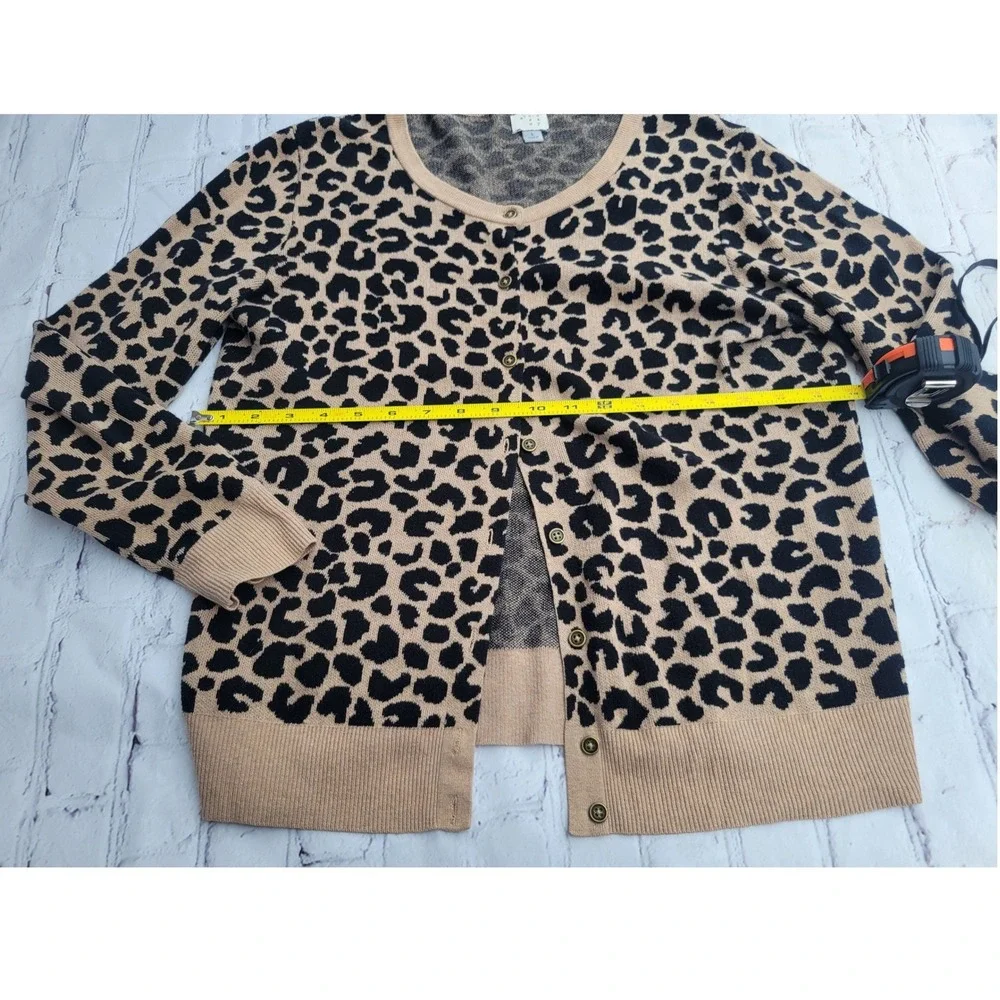 A New Day Womens Leopard Print Button Front Cardigan Sweater Tan Black Large